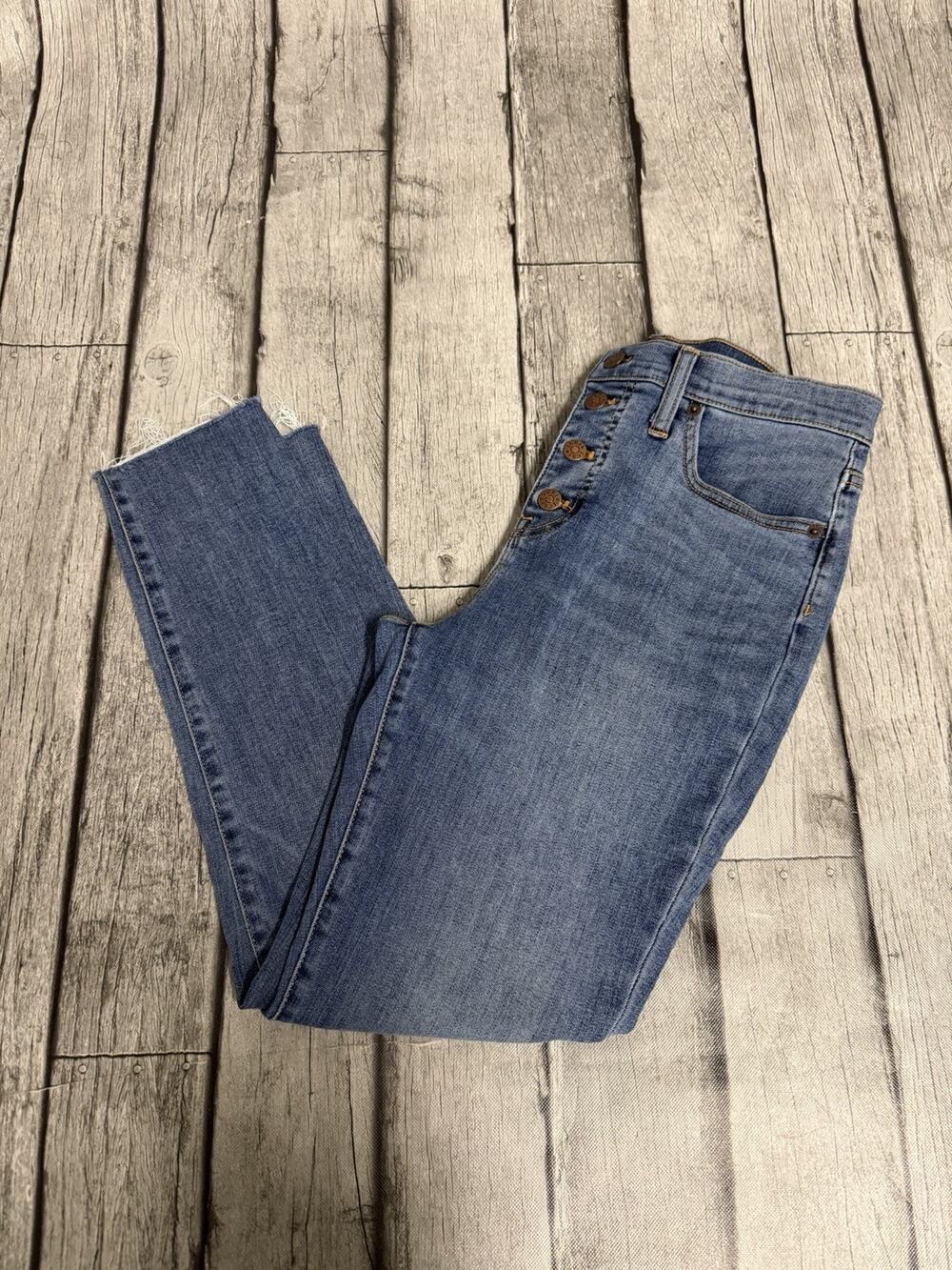 Women’s J. Crew 10” High-Rise Skinny Jeans Button Fly Sz 29 US 8 Ankle Stretch